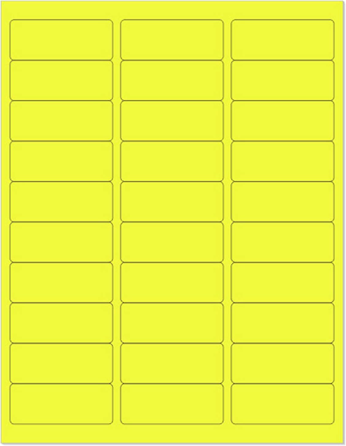 NextDayLabels 8-1/2 x 11" Neon Color High Light Fluorescent Labels for Laser & Inkjet Printer (Yellow Fluorescent, 1" x 2-5/8" - 30 Per Page | 1500 Label)