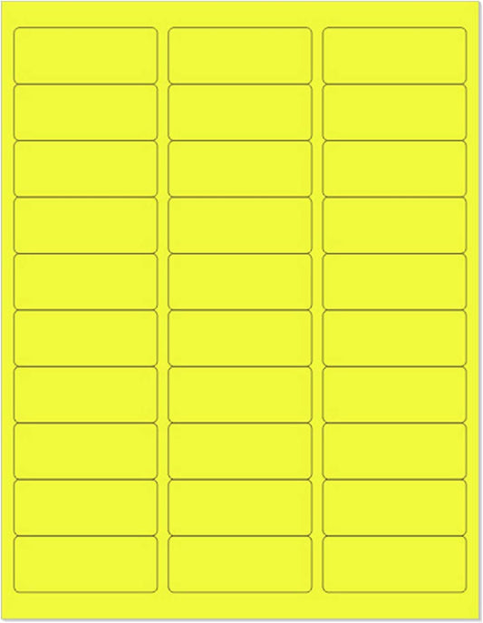 NextDayLabels 8-1/2 x 11" Neon Color High Light Fluorescent Labels for Laser & Inkjet Printer (Yellow Fluorescent, 1" x 2-5/8" - 30 Per Page | 1500 Label)
