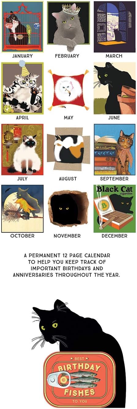 Linnea Design Cat Birthday & Anniversary Perpetual Calendar for Important Family Dates Special Event Calendar Reminder
