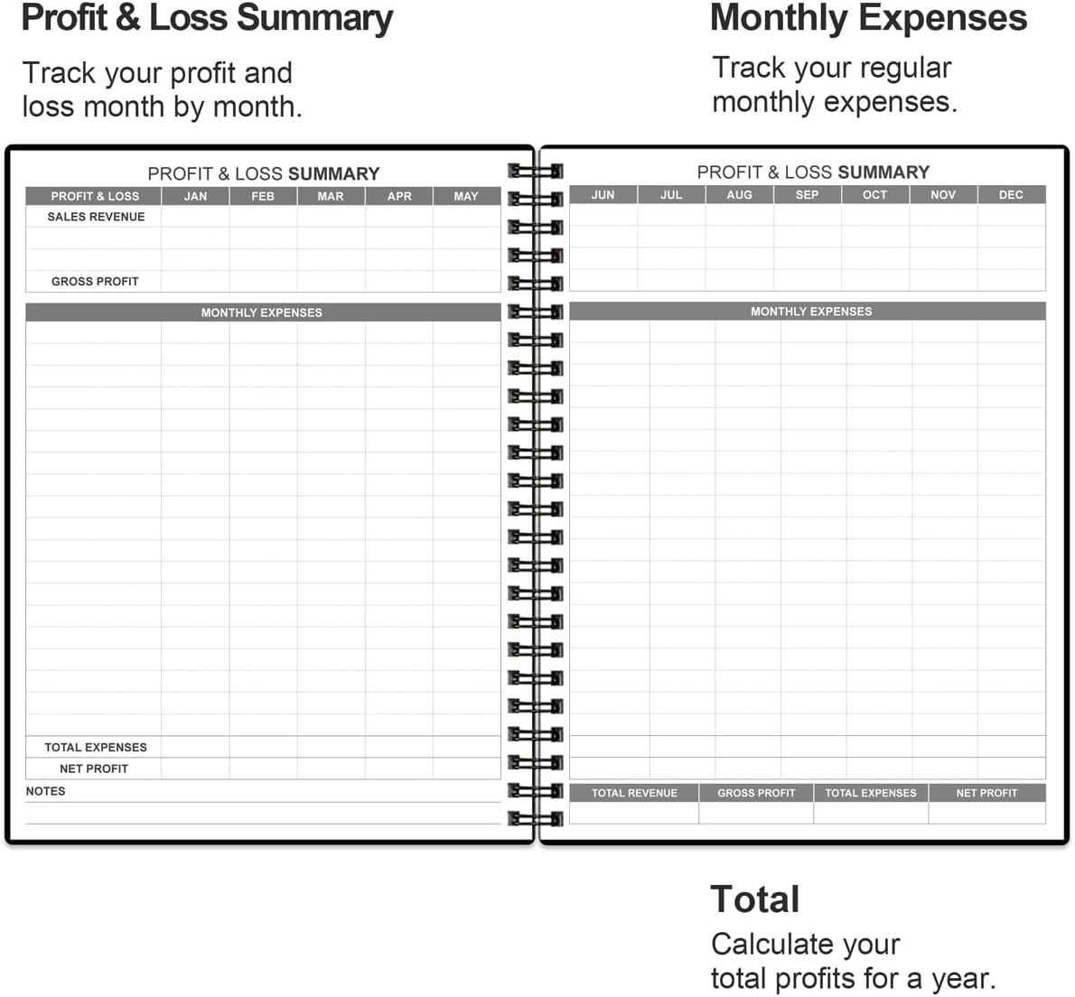 Heveboik Income & Expense Log Book - A4 Income and Expense Tracker for Small Business, Accounting Bookkeeping Tracking for Woman and Man, 8" x 10.5", Black