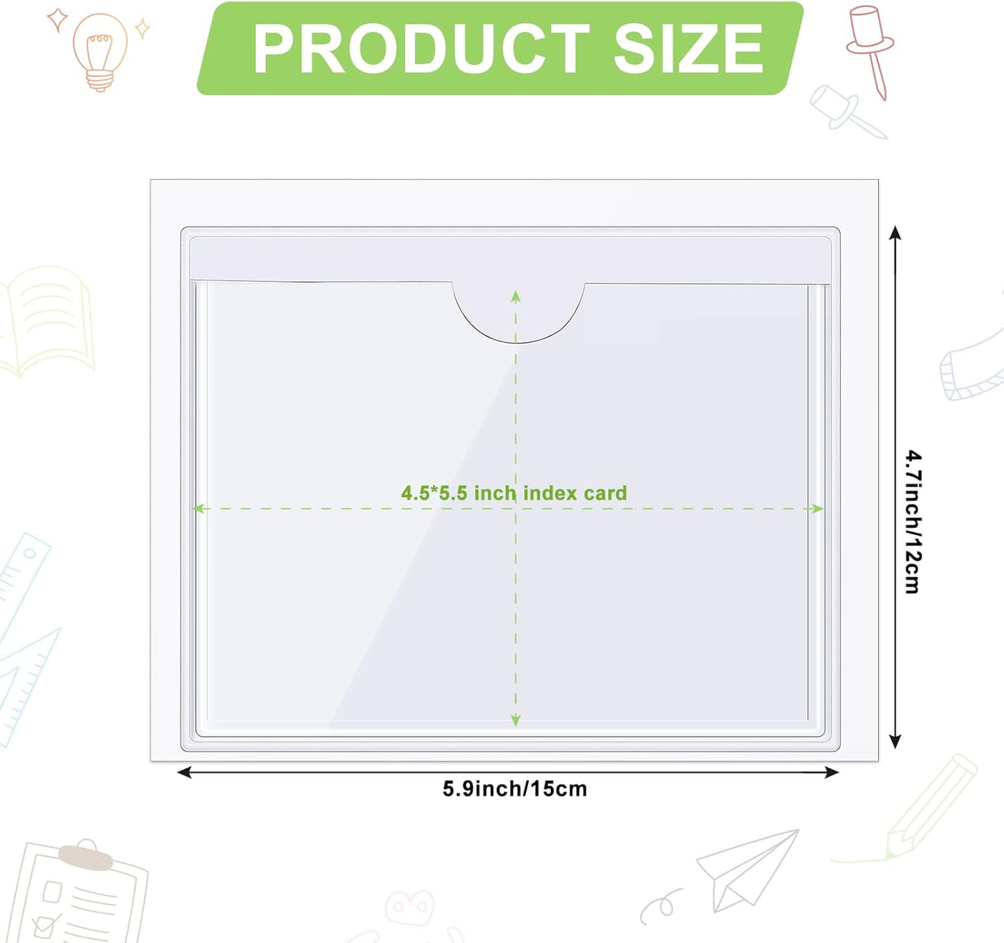 30 Pack Self-Adhesive Index Card Pockets with Top Open for Loading - Ideal Index Card Holder for Organizing and Protecting - Crystal Clear Plastic (5.9 x 4.7 Inches)