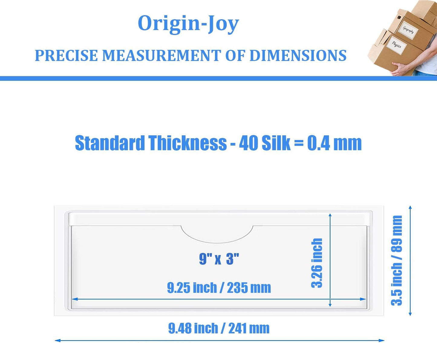 Origin-Joy 35 PCS Self Adhesive Index Card Pockets with Top Open, Clear Plastic Label Holder for Cards of Note, Library and Business, Adhesive Label Pockets & Card Holder (9 x 3 inch)