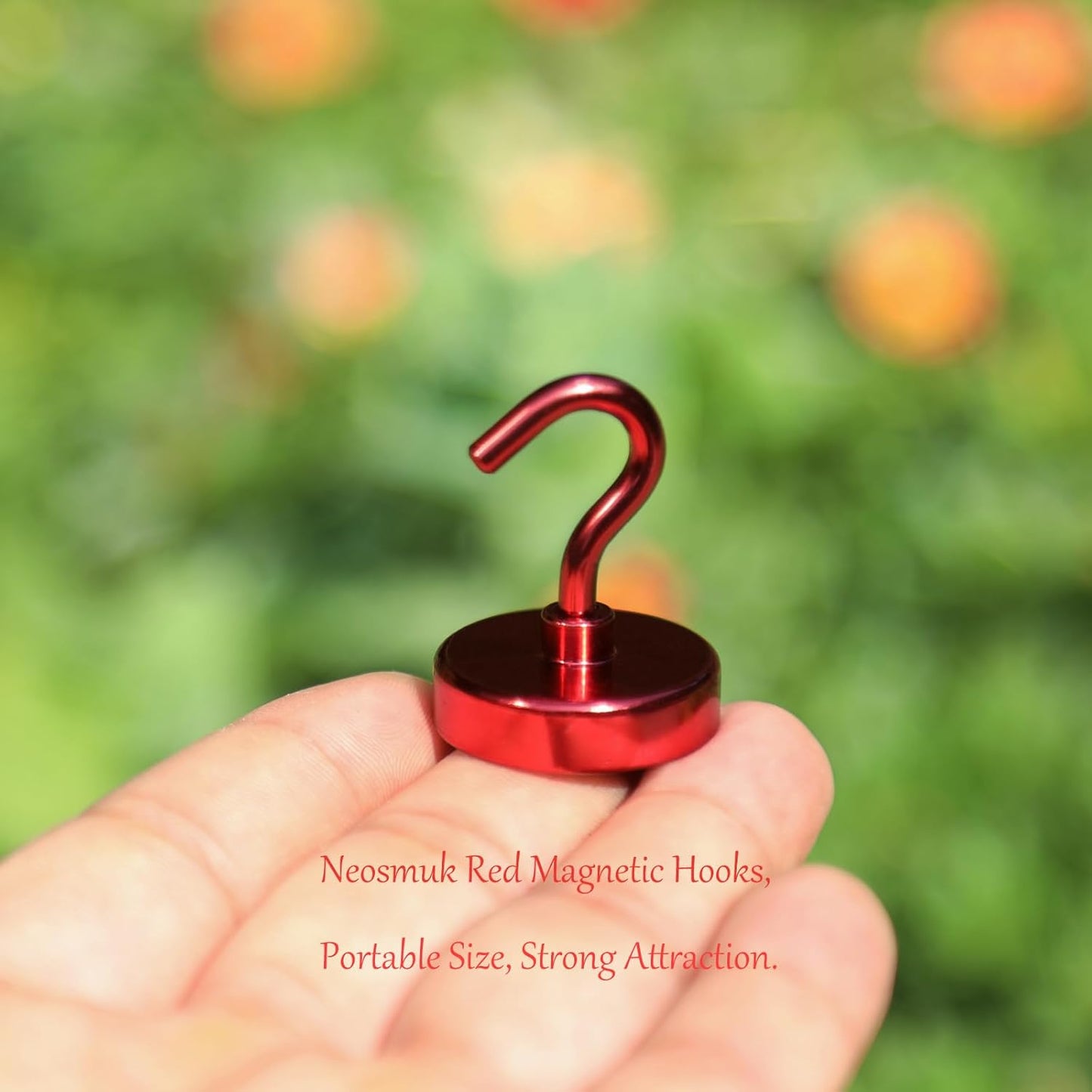 Neosmuk Magnetic Hooks Heavy Duty,Strong Magnet with Hook for Fridge, Super Neodymium Extra Strength Industrial Hooks for Hanging, Magnetic Hanger for Toolbox, Cruise, Grill(Red,4 Pack)