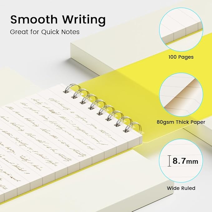 BEYONG Small Pocket Notebook Journal, Mini Notepad Spiral Notebooks for Work School (Purple, 3x5)