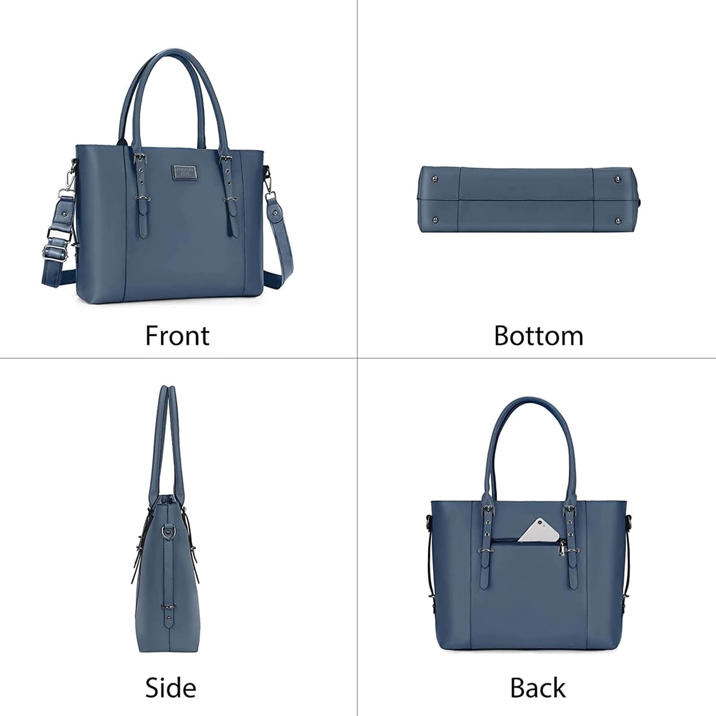 MOSISO PU Leather Laptop Tote Bag for Women, Waterproof Large Capacity Business Work Briefcase Shoulder Laptop Bag