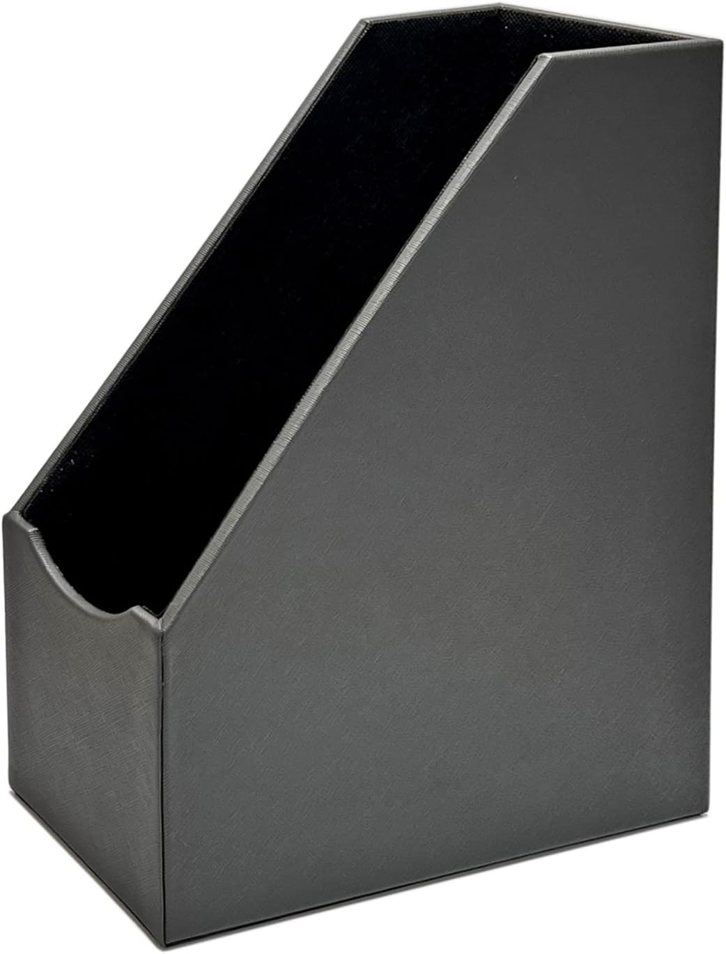 UnionBasic Magazine File Holder - Office Leatherette Desktop Document File Folder Journals Organizer Racks, Grey, Set of 4