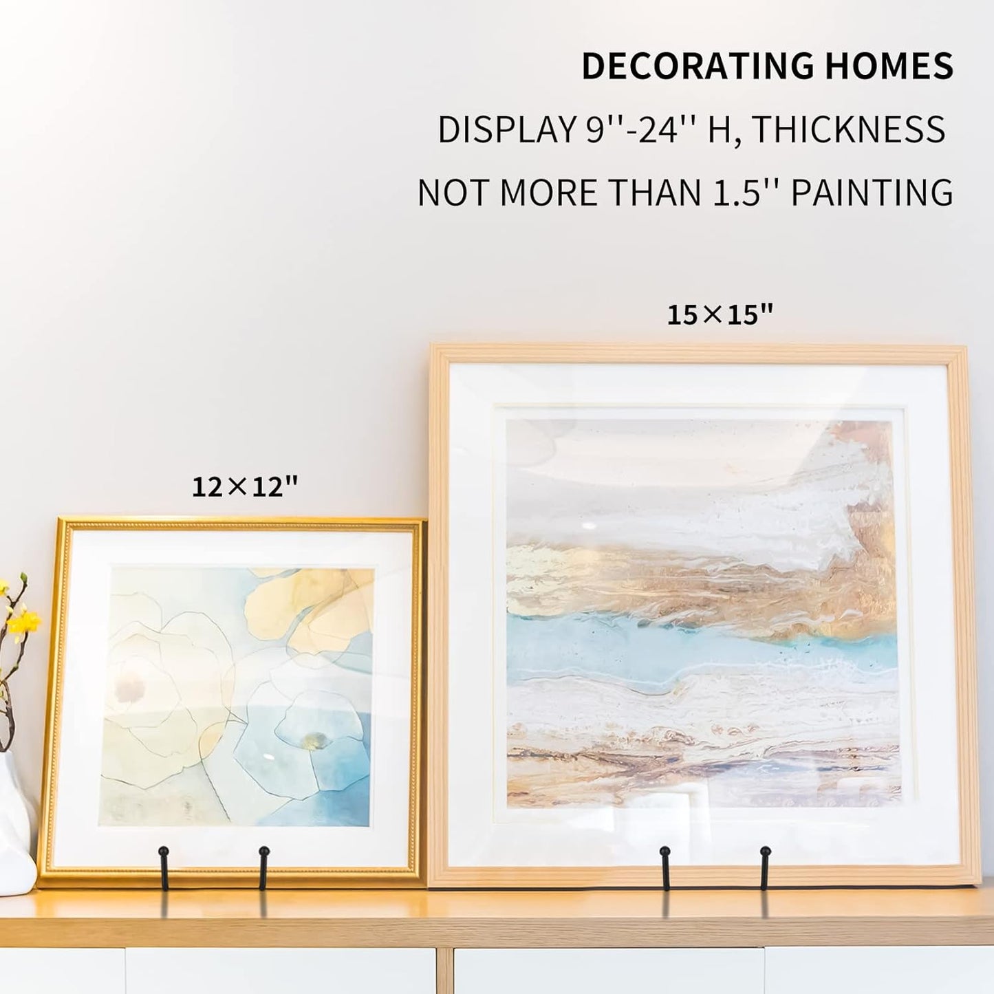 Decolore 8 Inch 3 Pack Black Metal Plate Holder Display Stands for Picture, Decorative Plate, Book, Photo Easel, Artistic Work