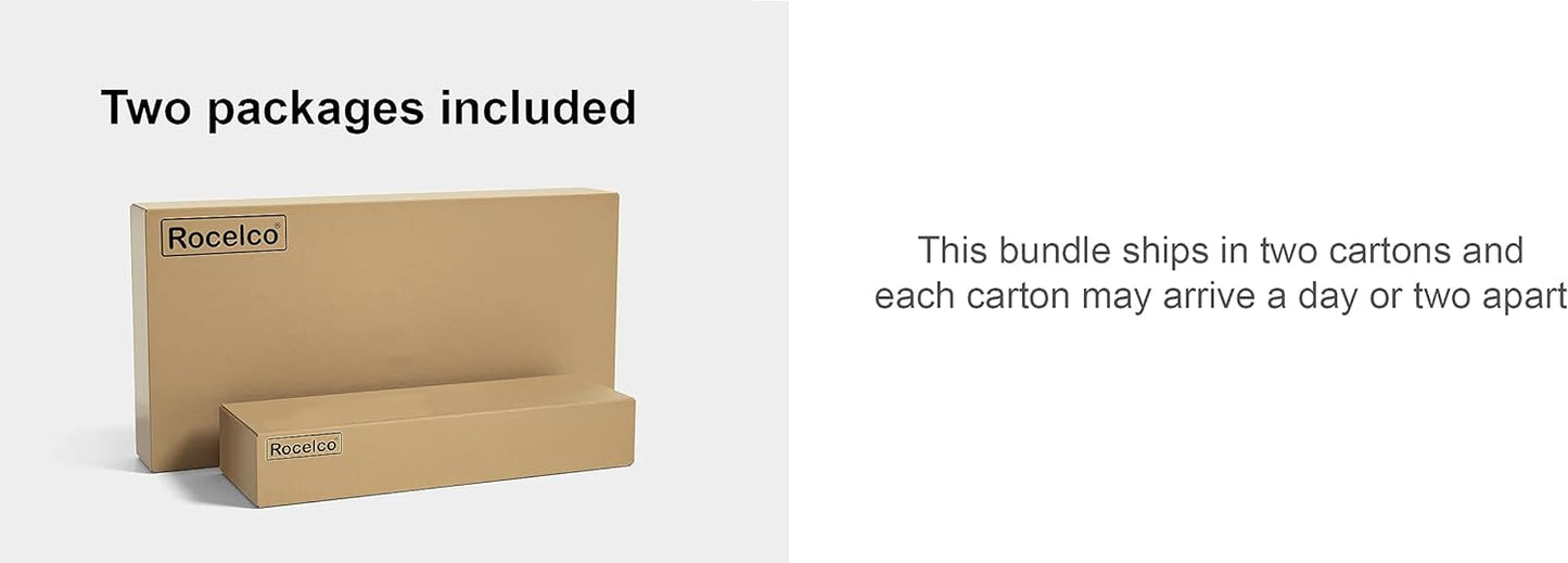 Rocelco 46" Large Height Adjustable Standing Desk Converter with Double Monitor Mount BUNDLE - Quick Sit Stand Up Computer Workstation Riser - Retractable Keyboard Tray - White (R DADRW-46-DM2)