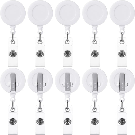 Zonon 50 Pieces Retractable Badge Holder Reels with Swivel Alligator Clip, ID Card Holder Name Badge Reel Clips for Students Teachers Office Workers (White)