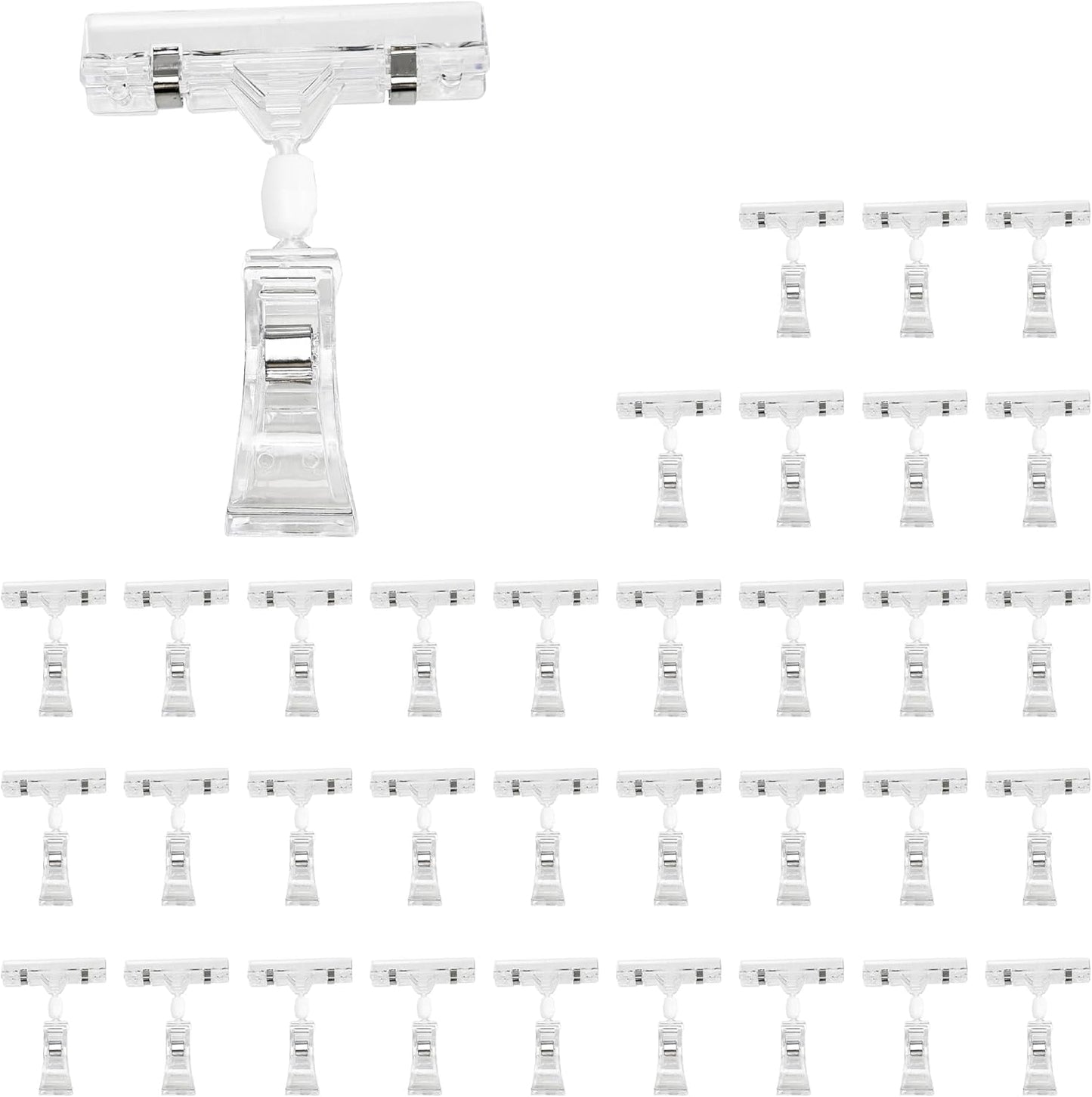 30PCS Plastic Sign Holder Clips, Rotatable Price Signs Double Display Clips, Retail Cards Clips for Merchandise/Retailers