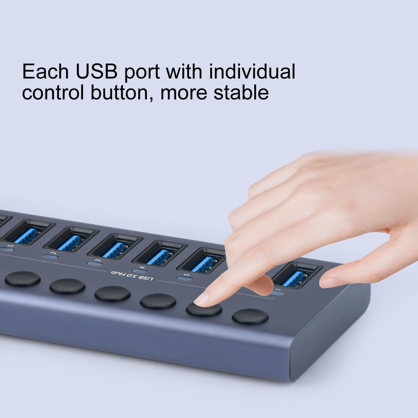 MaxLax 10 Port Aluminum USB 3.0 hub with 10 Port USB Data Transfer,Power Adapter USB Splitter Independent Switch