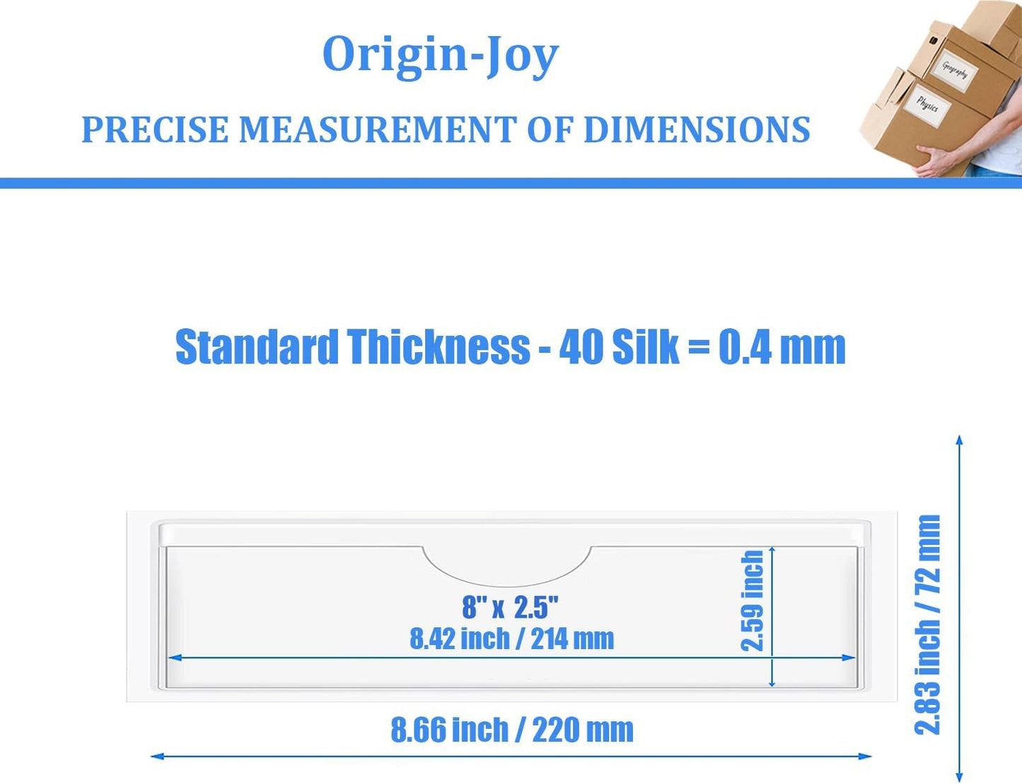 Origin-Joy 25 PCS Self-Adhesive Index Label Pockets, Clear Plastic Peel & Stick Card Holders with Top Open for Loading (8 x 2.5 inch)