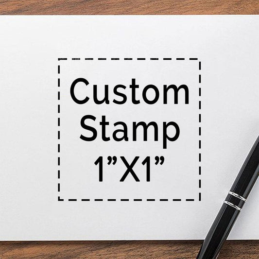 Personalized 1"x1" Custom Rubber Stamp - 4 Lines of Text - Self-Inking, Address, Logo, Message Stamp - Q24