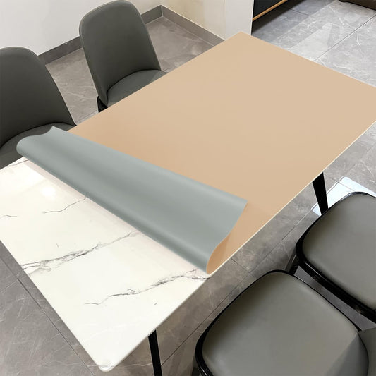 Dining Table Cover Protector for Dining Room Table - Can Be Used On Both Sides Waterproof and Easy to Clean Good Flatness Used for Dining Table(Light Brown+Gray 44x78)