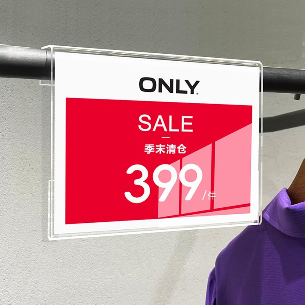 Acrylic Sign Holder Price Tag Displays Sign Holder Ads Display Stand for Retail Store Clothing Price (Vertical A5 148×210mm/ 5.83×8.27 inches)