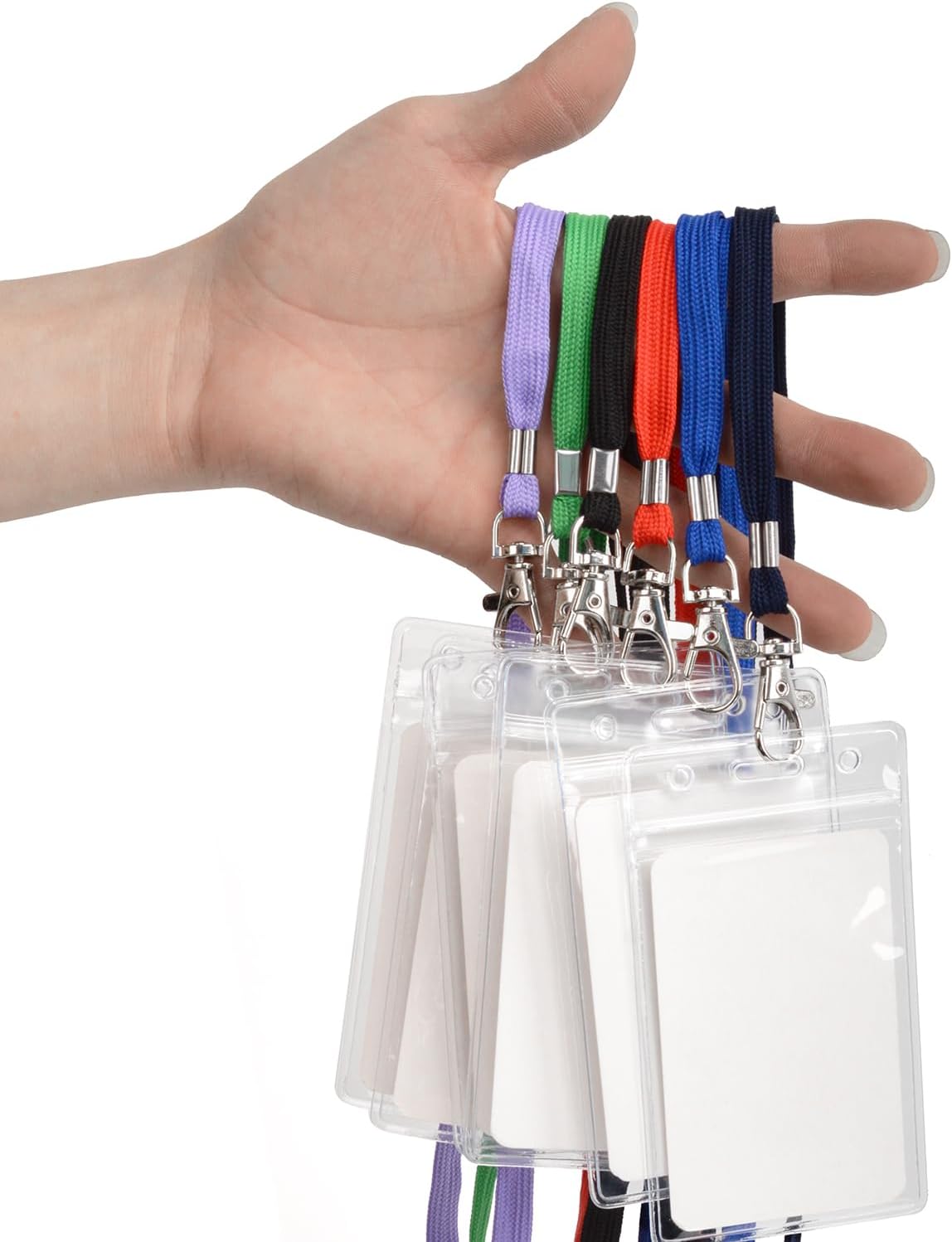 Blue Lanyards 50 Pcs Bulk Lanyard for Id Badges Flat Lanyard with Badge Clip Swivel Hook (50, Blue)