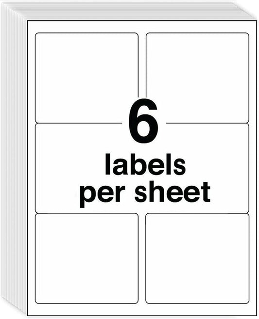 MPRT 1000 Sheets 3-1/3" x 4" Shipping Address Labels Printable Label Stickers Paper for Laser/Inkjet Printer 6 per Page Mailing Labels, FBA Box Labels - Matte, 6000 Labels