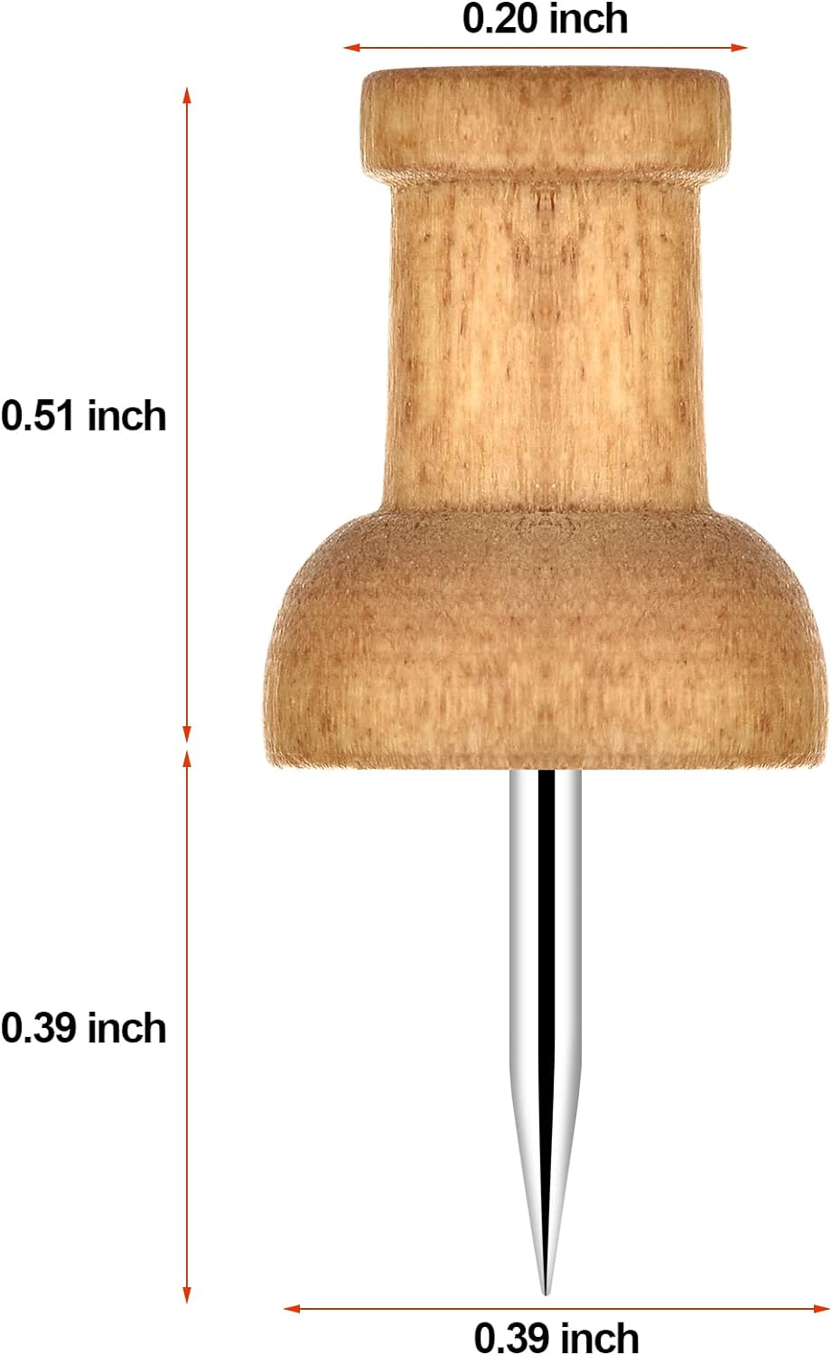 100Pcs Wood Push Pins, Thumb Tacks for Decorative, Wooden Pins and Tacks, Cork Board Thumbtacks, Cute Thumbtack for Wall and Bulletin Board, Map Pins