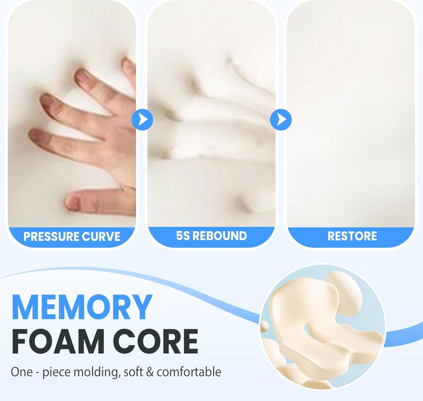 Back and Seat Cushion, 2025 New Ergonomic Non-Slip Memory Foam Seat Cushion with Back Support, L-Shaped Breathable Seat Cushions for Car, Office, Home (Light Gray)