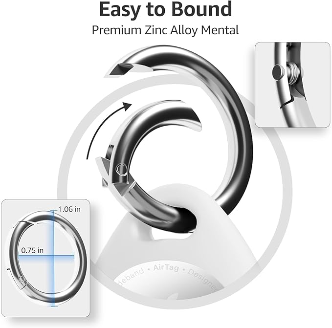 for AirTag Keychain Holder with Wire Cable, Secure Lock Case for Air tag, Applicable to AirTags, Key Ring Chain Luggage, for Airtag Accessories for GPS Item Finder Tracker, White