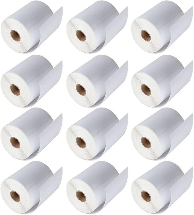 MFLABEL 12 Rolls 4x6 Direct Thermal Blank Shipping Labels for Thermal Printer Shipping Labels with Perforated