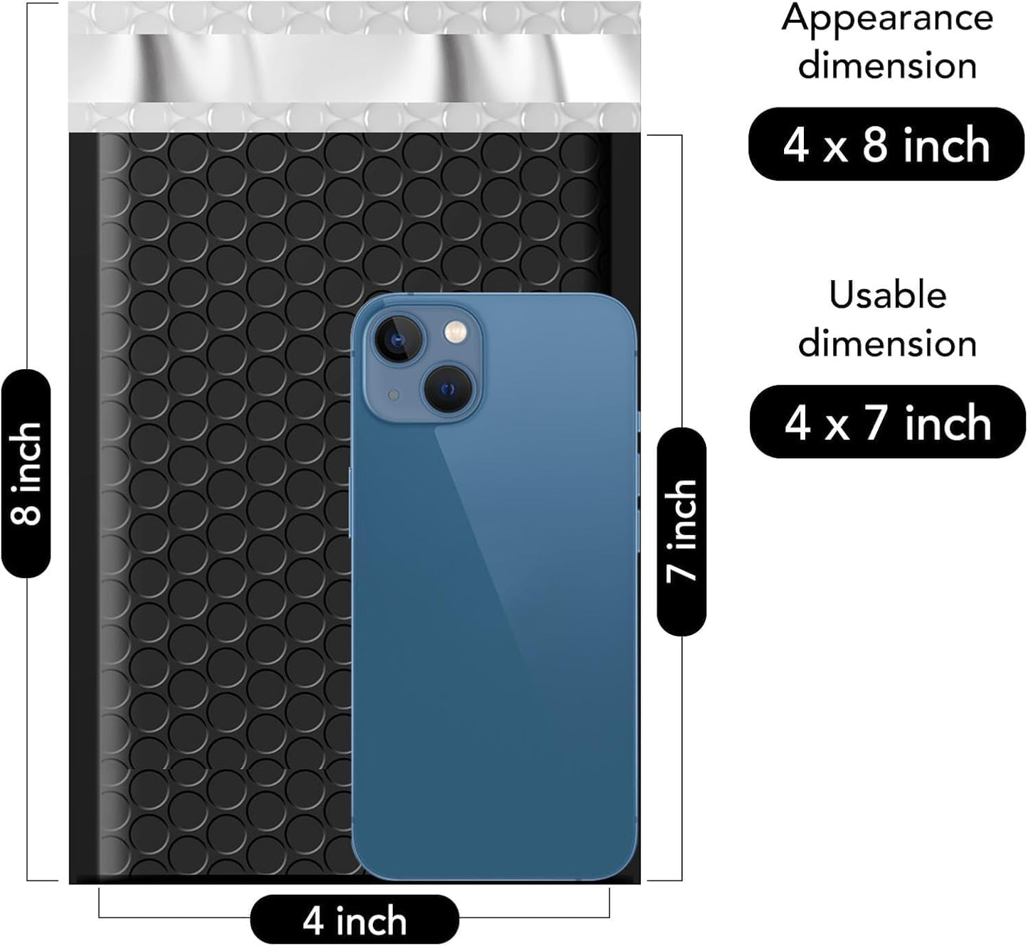 Fuxury Black Bubble Mailers 4x8" Padded Envelopes 19200Pack Strong Adhesion Thick Padded Mailers for Small Business Mailing Small Items,Jewelry,Makeup