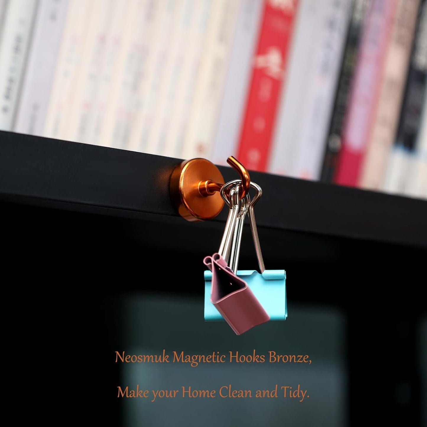 Neosmuk Magnetic Hooks Heavy Duty,Strong Magnet with Hook for Fridge, Super Neodymium Extra Strength Industrial Hooks for Hanging, Magnetic Hanger for Toolbox, Cruise, Grill(Bronze,4 Pack)