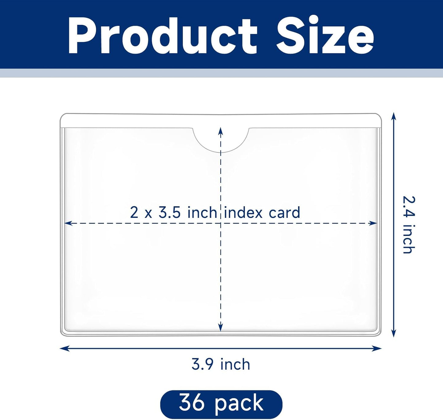 36Pcs Adhesive 2" x 3.5" Index Card Pockets, Clear Label Holders with Top Open for Loading, Plastic Pocket Sleeves for Organizing Storage Bins, Library Cards, Shelves