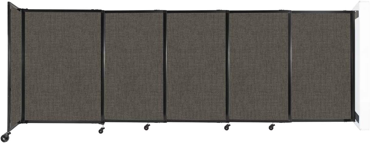 Wall-Mounted Sliding StraightWall Room Divider | Adjustable Widths | Locking Wheels | Room Separator | Up to 11'3" Wide x 4' Tall Mocha Fabric Panels