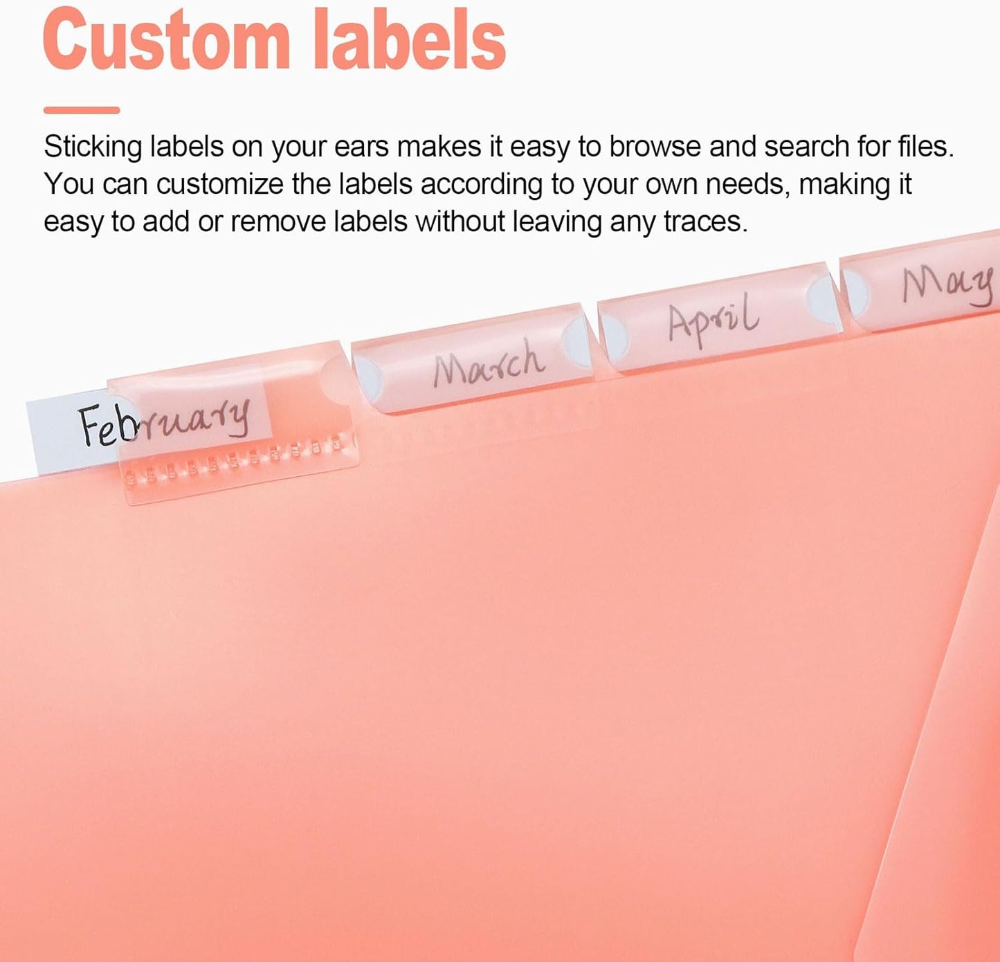 Koqye A4 Dividers for 3 Ring Binder, 8-Tab Purple Folder Dividers with Pockets, Durable Plastic Binder Dividers with Tabs, Plastic Binder Dividers for Binders (Orange - 1 Set)