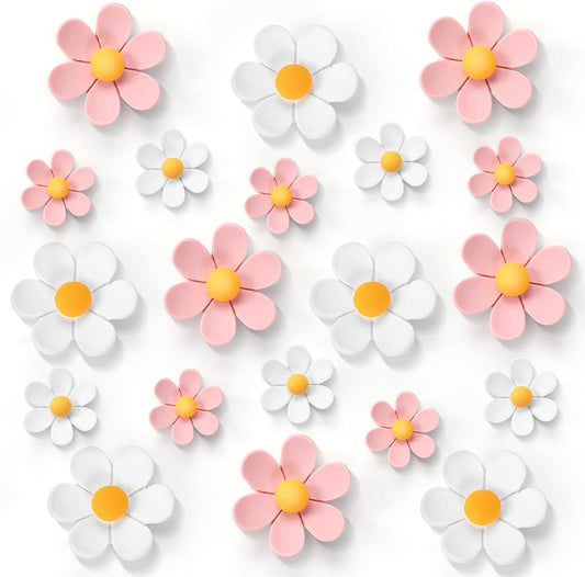20Pcs Cute Fridge Magnets,2 Colors Cute Magnets, Pink 3D Flower Fridge Magnet, Resin Decorative Magnet for Refrigerator Locker Whiteboard Office Kitchen(10 Small+10 Medium)