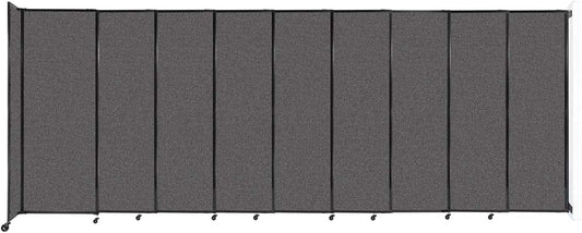 Wall-Mounted Sliding StraightWall Room Divider | Adjustable Widths | Locking Wheels | Room Separator | Up to 19'9" Wide x 7'6" Tall Charcoal Gray Fabric Panels
