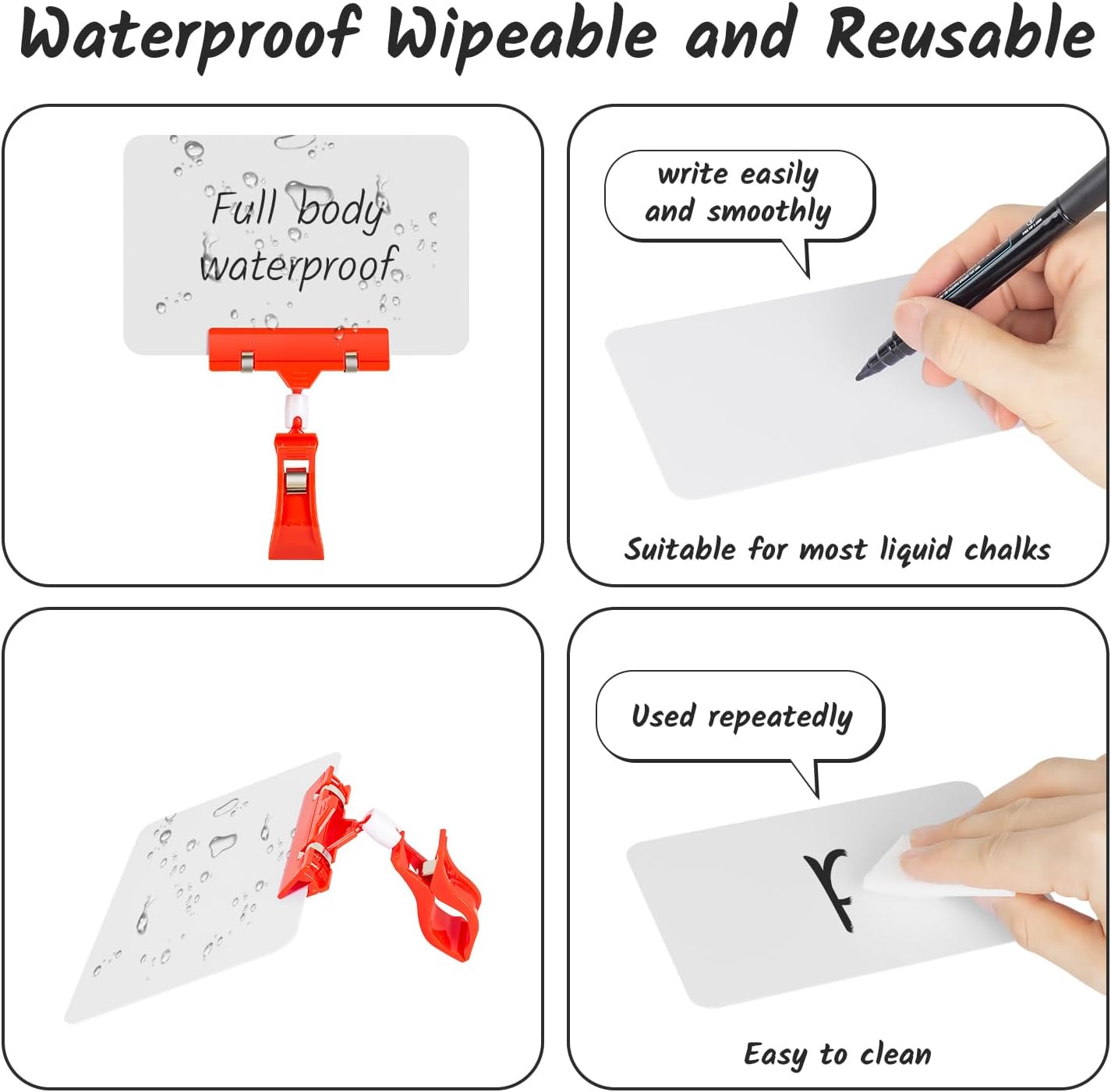 10 Pack Double Head Display Clips Rotating Reuse Sign Price Tag Merchandise Sign Display Clip Holder,Mini Plastic Chalkboard Sign with Clip for Business, Party, Office, Exhibition (Red)