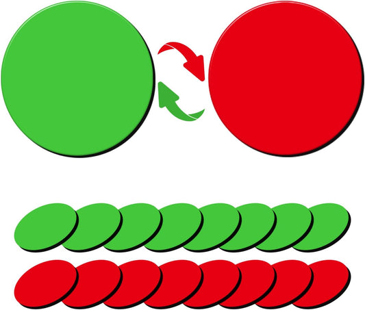 25 Pcs 1” Double-Sided Red Green Magnets, Flip Over Colored Magnetic Dots for Whiteboard, Refrigerator, Office (25, Red/Green-Colors)