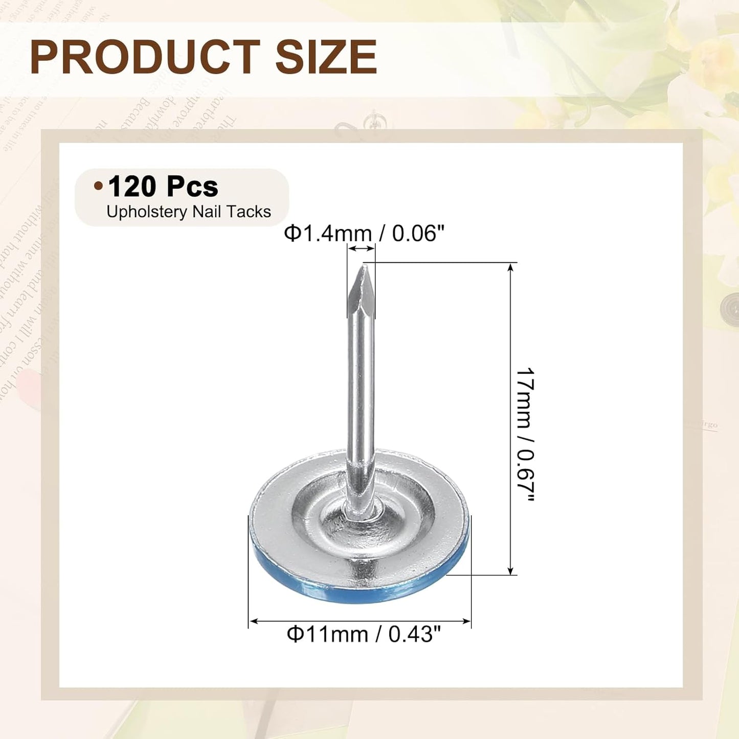 uxcell 120Pcs Push Pins, 11mmx13mm Round Flat Head Decorative Thumb Tacks Upholstery Tacks for Cork Board Office Wall Hangings, Blue