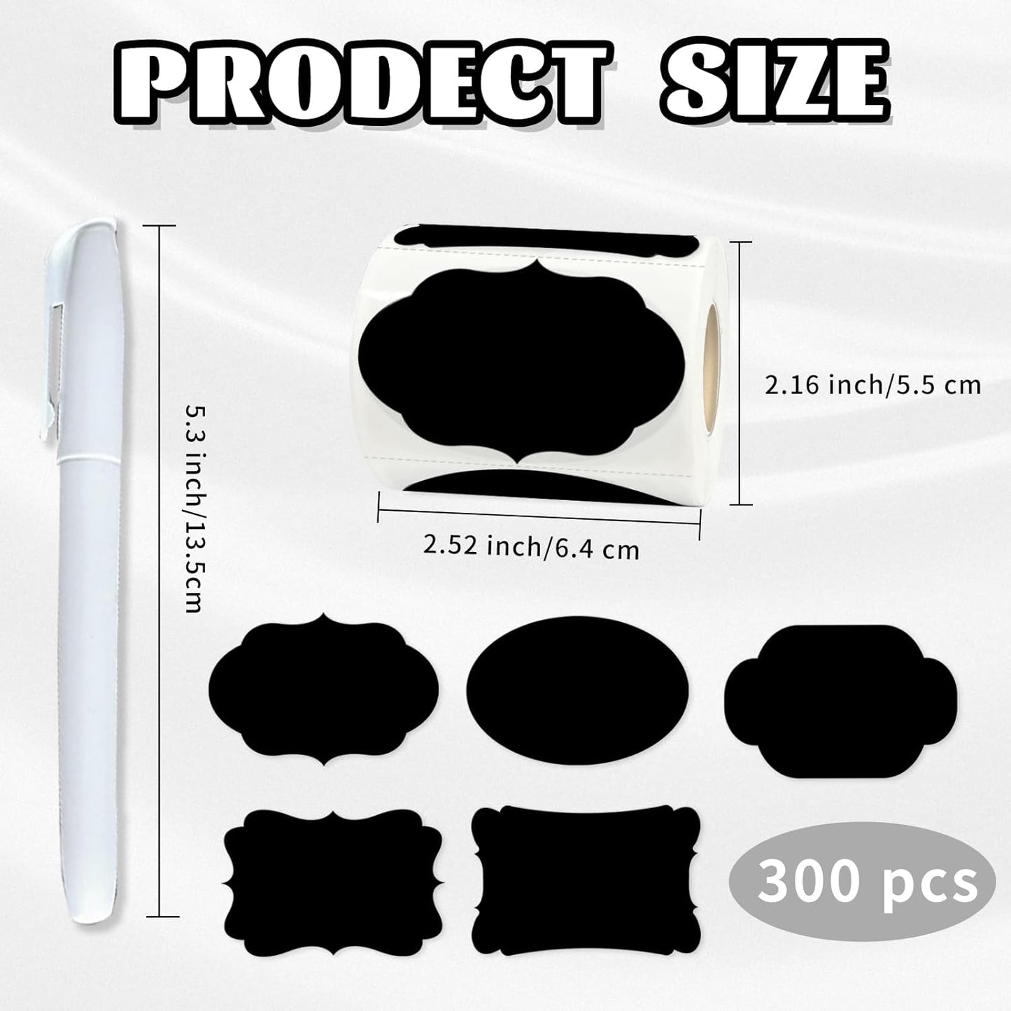 Starboling Chalkboard Labels,300 Pcs 2.4x1.6inch Irregular Labels Chalk Stickers with White Chalk Marker,Reusable Waterproof Blackboard Stickers,for Jars,Bottles,Storage Bins