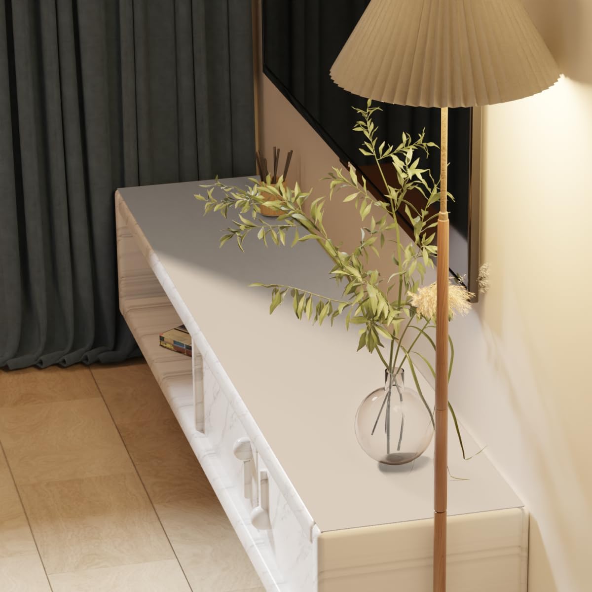 Dresser Protector Top - Can Be Used On Both Sides Waterproof and Easy to Clean Good Flatness Used for Dresser Table(Off White+Light Gray 10x39)