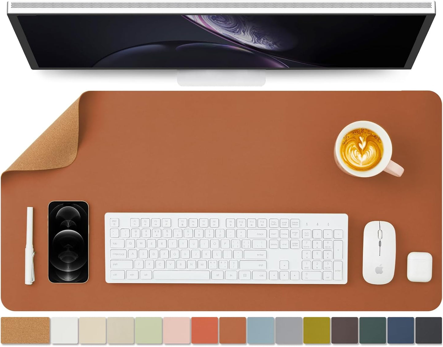 Cork Desk Mat - Dual-Sided Desk Pad for Office and Home - Desk Organization and Accessories - Ideal for Large Mouse Pad and Desk Mats on Top of Desks(Brown,80cmx 40cm)