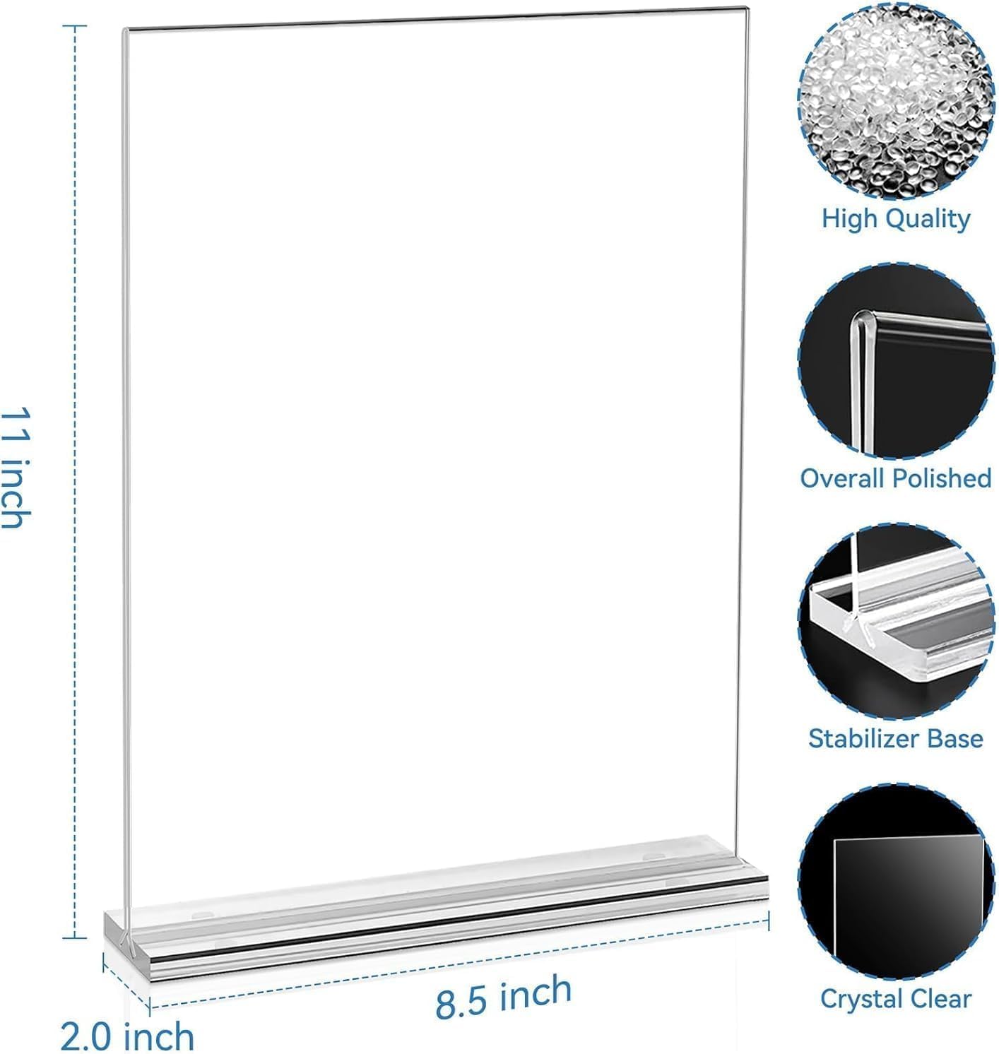 EHWINE Acrylic Sign Holder 8.5 x 11, 18 Pack Double-Sided Stand up Table Top Sign Holders, Clear Acrylic Picture Frame Menu Flyer Paper Holder Display Stand for Office Business Store Wedding Party