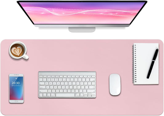 Boutilon Leather Desk Pad Protector,Non-Slip Mouse Pad,Laptop Desk Pad,Office Mouse Mat,Waterproof Leather Desk Blotter,Desk Writing Pad for Office and Home (S-Light Pink,24"x 14")