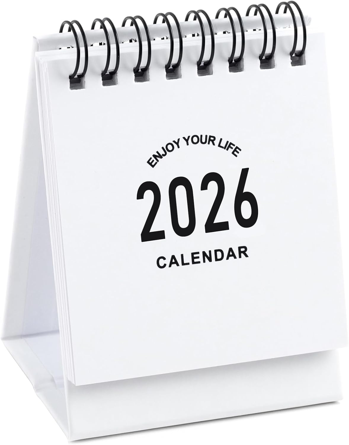 Mini Desk Calendar 2025-2026 - Small Desk Calendar Runs from July 2025 to Dec 2026, Monthly Calendar 250gsm Thick Paper Twin-Wire Binding with Stickers for Home Office School (Mini white)