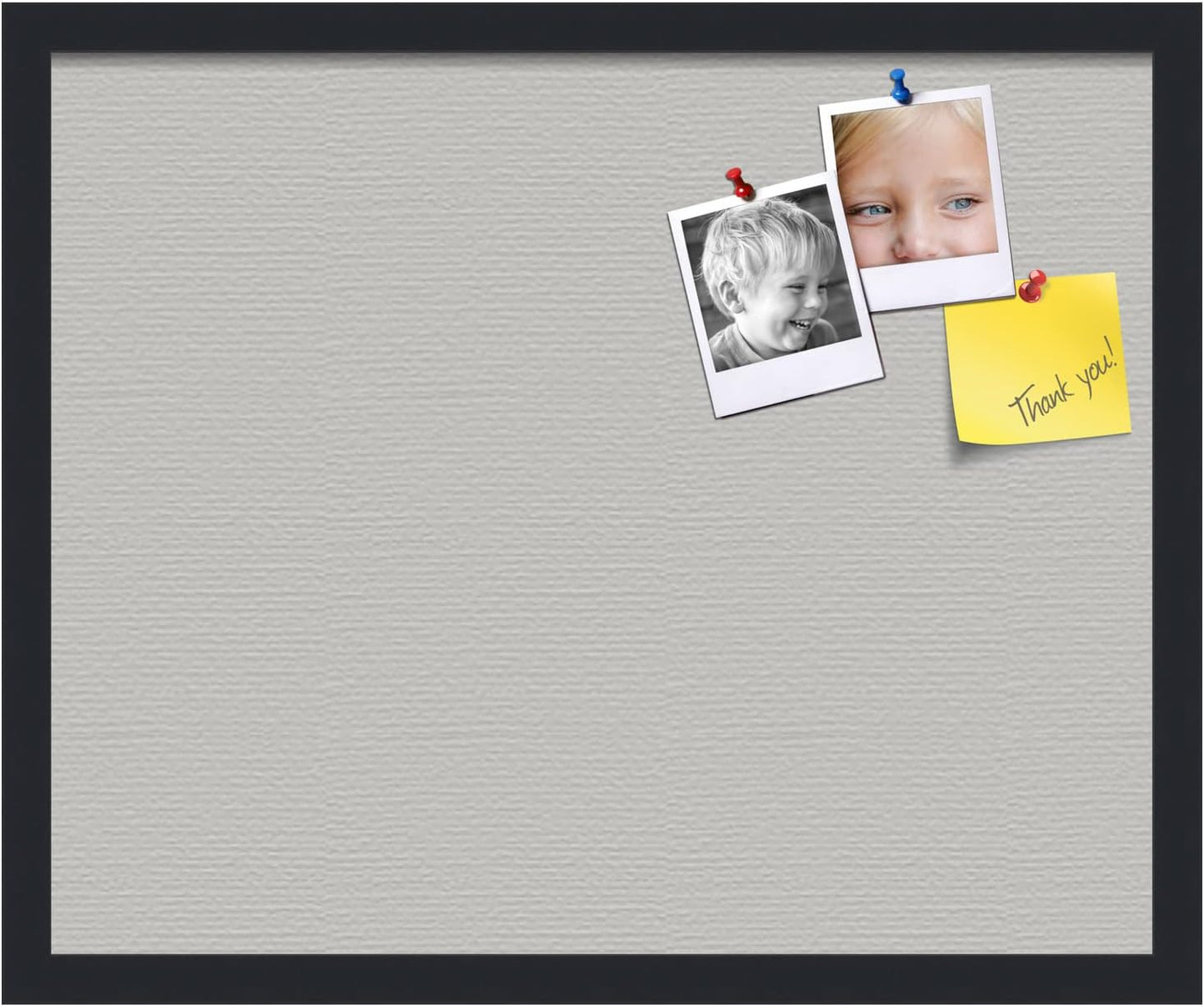 PinPix 22x18 Inch Cork Bulletin Board. This Decorative Framed Pin Board Comes with Light Stone Design and a Satin Black Frame. Ideal for Home Office Decor or Message Board (PinPix-1809)