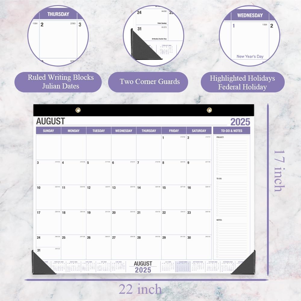 Large Desk Calendar 2025-2026, Runs from August 2025 to December 2026, 22" x 17" Desk Calendars with to-do List, 17 Months Calendar 2025, Extra Large Desk Calendar for Home or Office