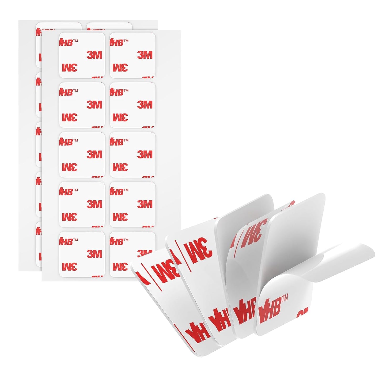 3M Double Sided Adhesive Pads Heavy Duty VHB 1" x 1" 0.025in Thick 20 PCS Square White 4930 Strong Adhesive Mounting Waterproof Foam Tape for Car Home Office Decor