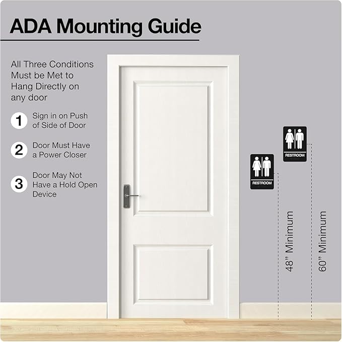 ADA Braille Unisex Restroom Signs for Business with Double Sided 3M Tape - ABS Plastic Gender Neutral Bathroom Sign 9” x 6”- Pack of 10 for Offices and Restaurants