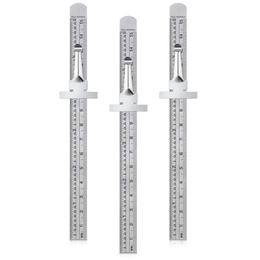 6 Inch 15 cm Pocket Ruler Flexible Precision Stainless Steel Ruler with Detachable Clips Stainless Steel Pocket Clip Scale Gauge Metric British System(3 Pieces)