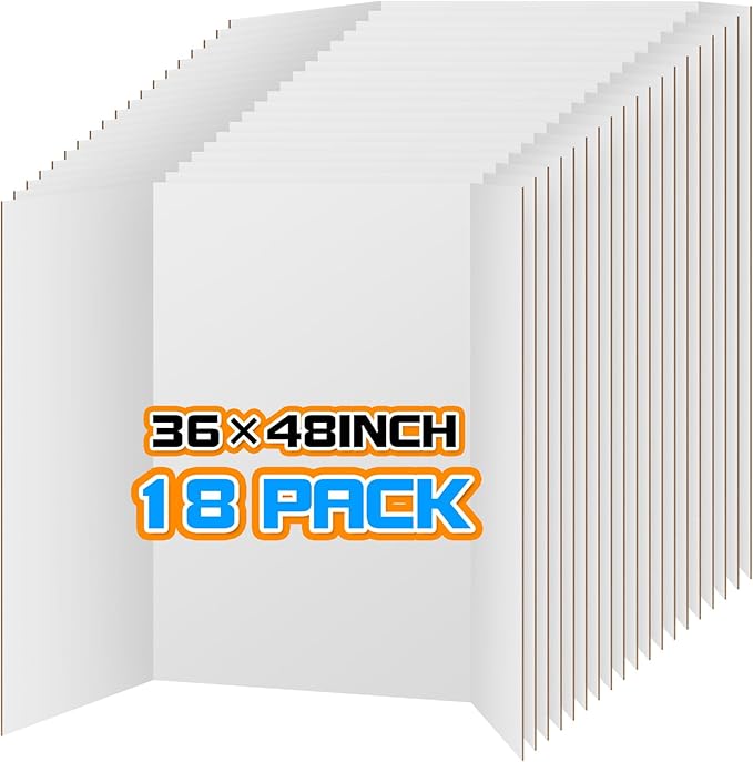 WinTS 18 PCS 36 x 48 Trifold Poster Board White Foldable Trifold Poster Boards Bulk for Science Fair,School Projects,Presentations,Exhibitions