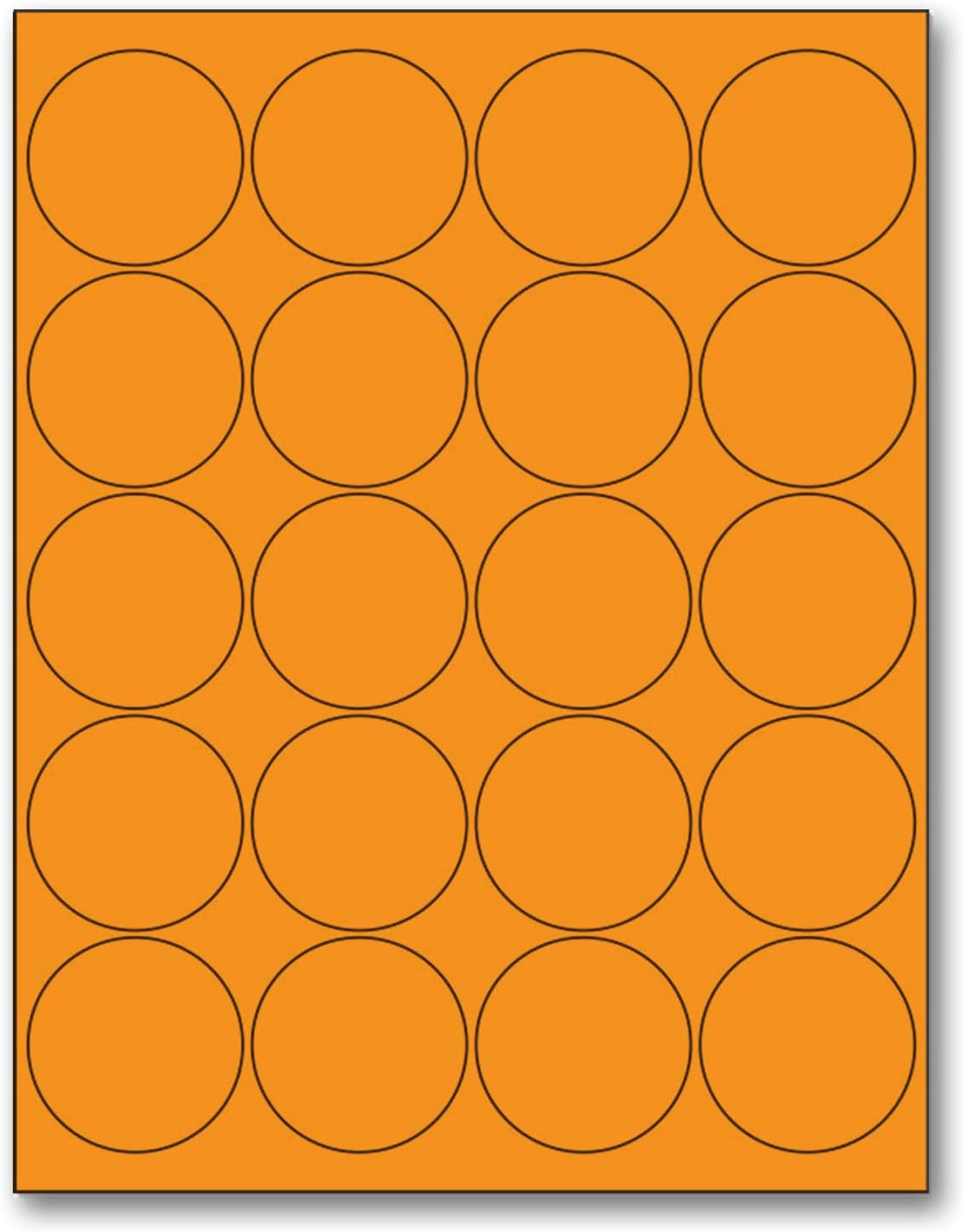 NextDayLabels - 8-1/2 x 11 Neon Color High Light Fluorescent Labels for Laser & Inkjet Printer (Orange Fluorescent, 2" Round - 20 Per Page | 2000 Labels)