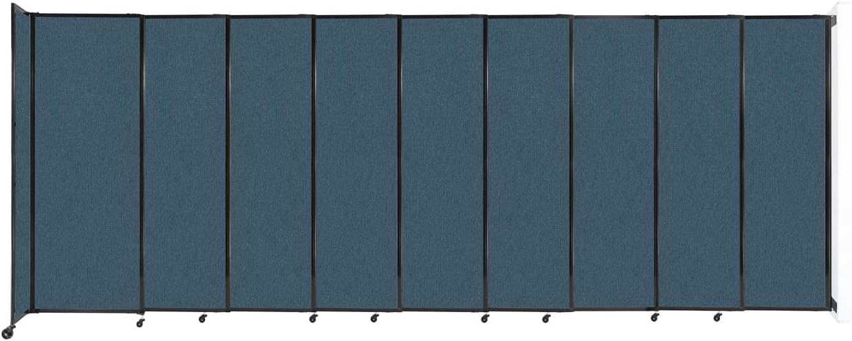 Wall-Mounted Sliding StraightWall Room Divider | Adjustable Widths | Locking Wheels | Room Separator | Up to 19'9" Wide x 7'6" Tall Caribbean Fabric Panels