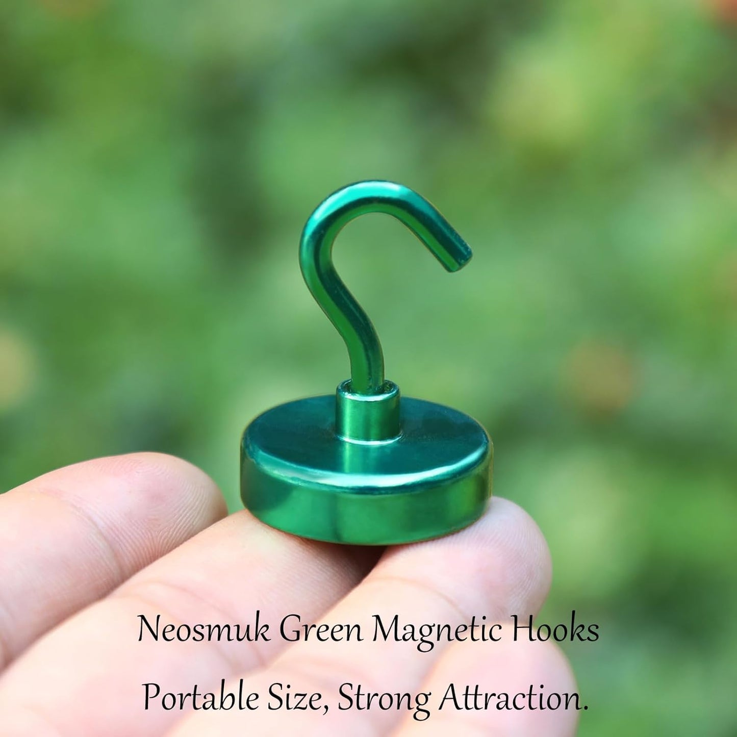 Neosmuk Magnetic Hooks Heavy Duty,Strong Magnet with Hook for Fridge, Super Neodymium Extra Strength Industrial Hooks for Hanging, Magnetic Hanger for Toolbox, Cruise, Grill(Green,4 Pack)